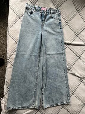 Freckled Poppy Light Wash Palazzo Wide Leg Denim Jeans Sz M (30)